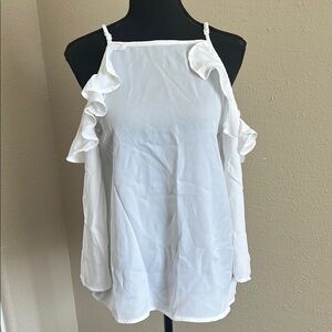 White Ruffled Relaxed Blouse